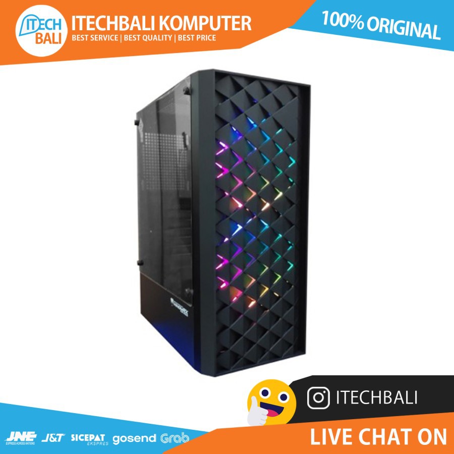 Casing VENOM RX ARASAKA Free 2 Fan Rgb Atx Black | ITECHBALI