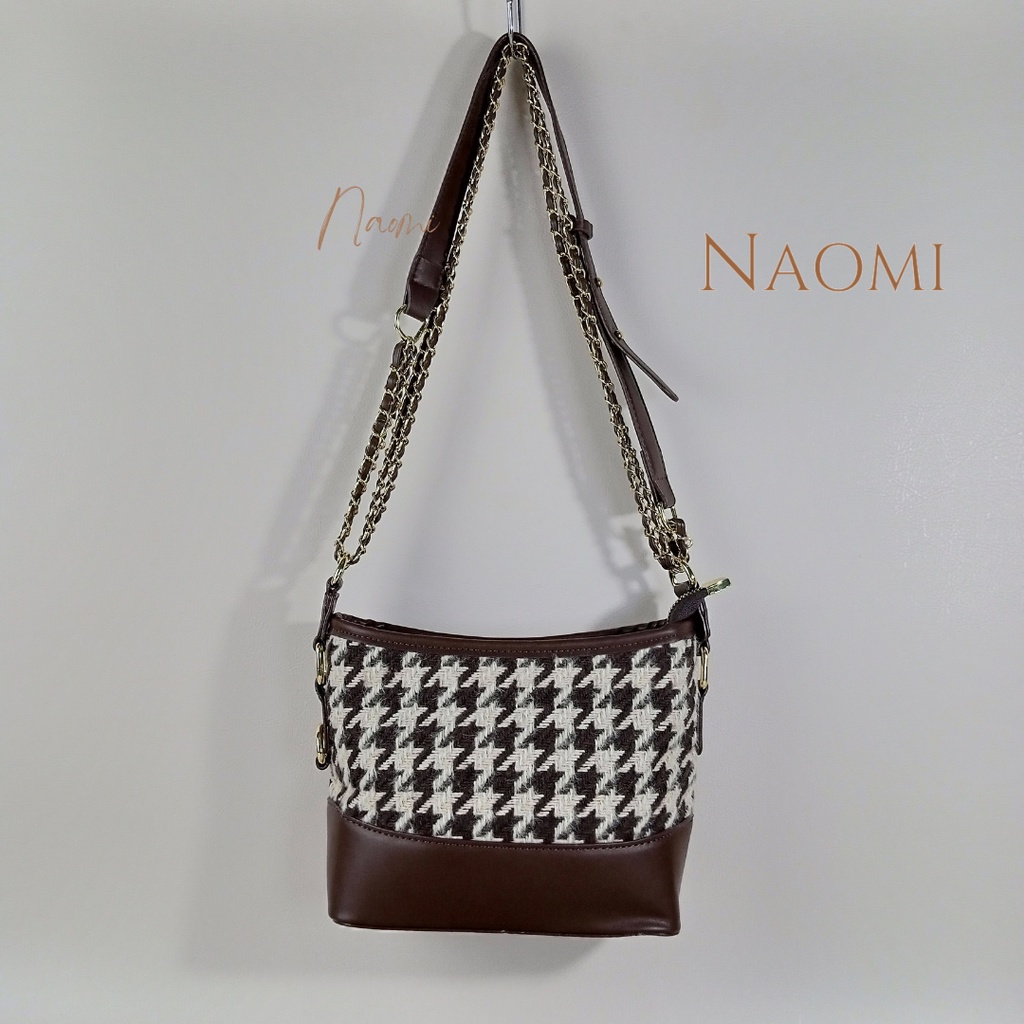 NAOMI - Laurel Sling Bag Import Premium - Tas Selempang Rantai Wanita - Tas Kulit Sintetis Tebal Motif Cantik - Tas Hangout - Tas Wanita - Tas Naomi - Naomi Bag - women bag