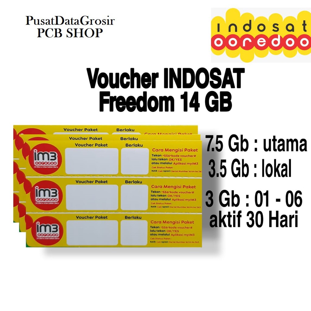 VOUCHER DATA INDOSAT FREEDOM 14 GB | Shopee Indonesia