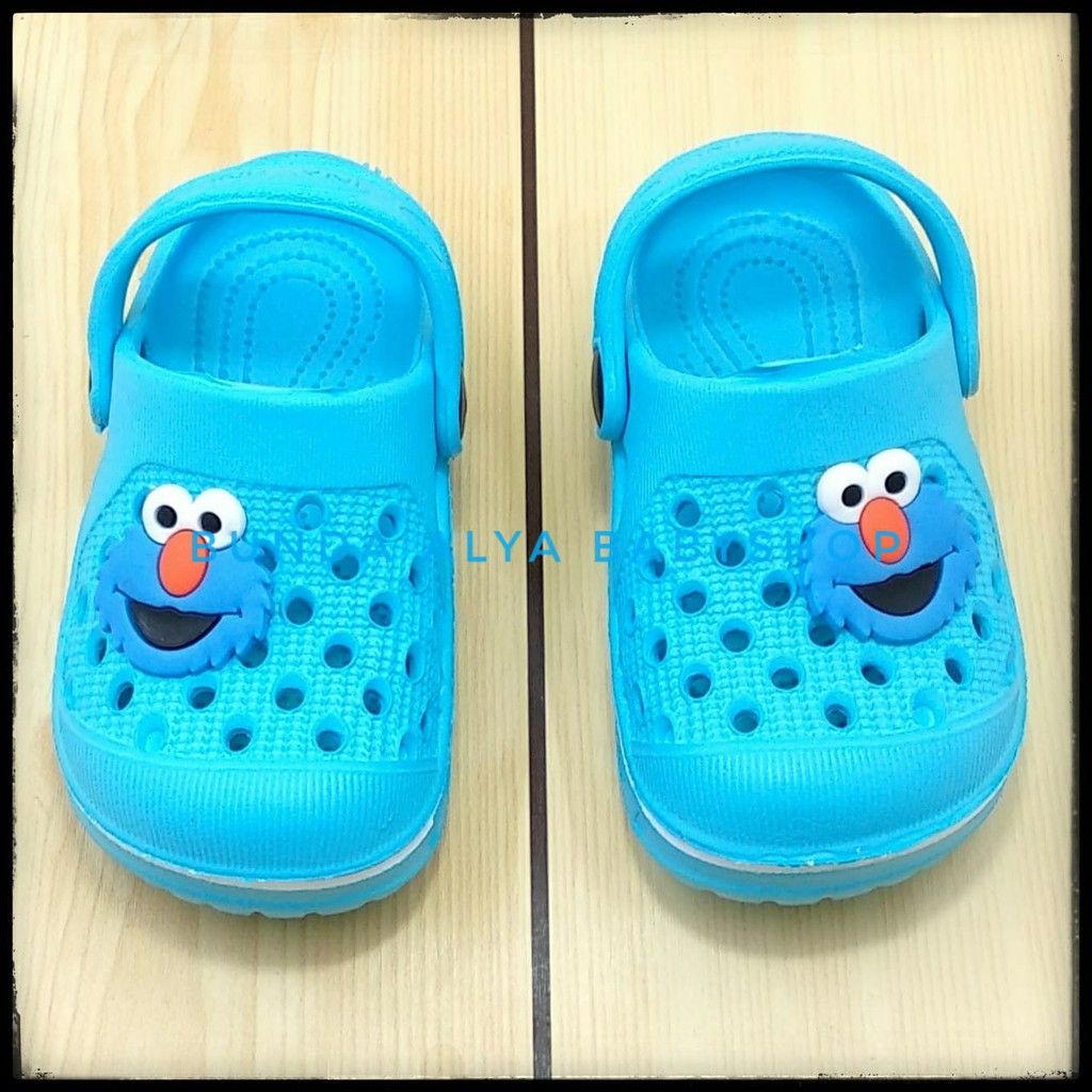 Sandal Anak Laki Karet Usia 6 Bulan 1 Tahun BIRU Lentur- Sendal Anak Cowok Cewek Motif Kartun Lucu Size 18 - 23