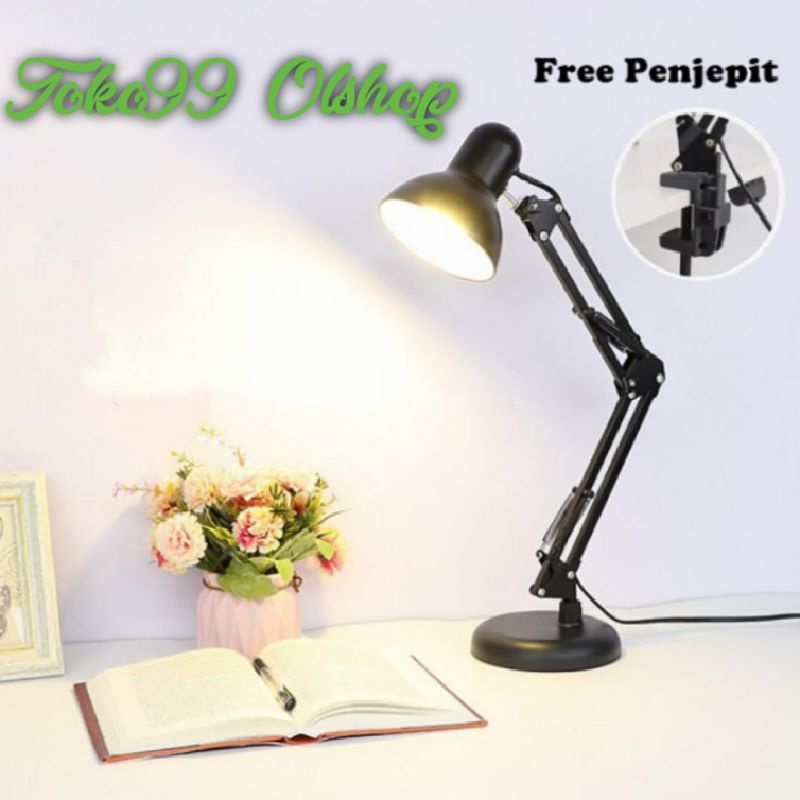 Rumah Fitting Hitam Lampu Baca Arsitek Meja Belajar Kerja Duduk Jepit⭐ Toko99⭐