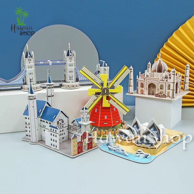 Puzzle 3D DIY bahan foam &amp; paper Tourist Attraction mainan puzzle edukasi anak (kado,pajangan,dekorasi)