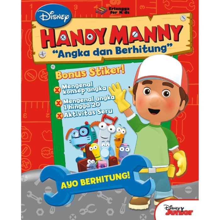 2008082080 FLAT BUKU HANDY MANNY: BELAJAR ANGKA DAN BERHITUNG BONUS STIKER