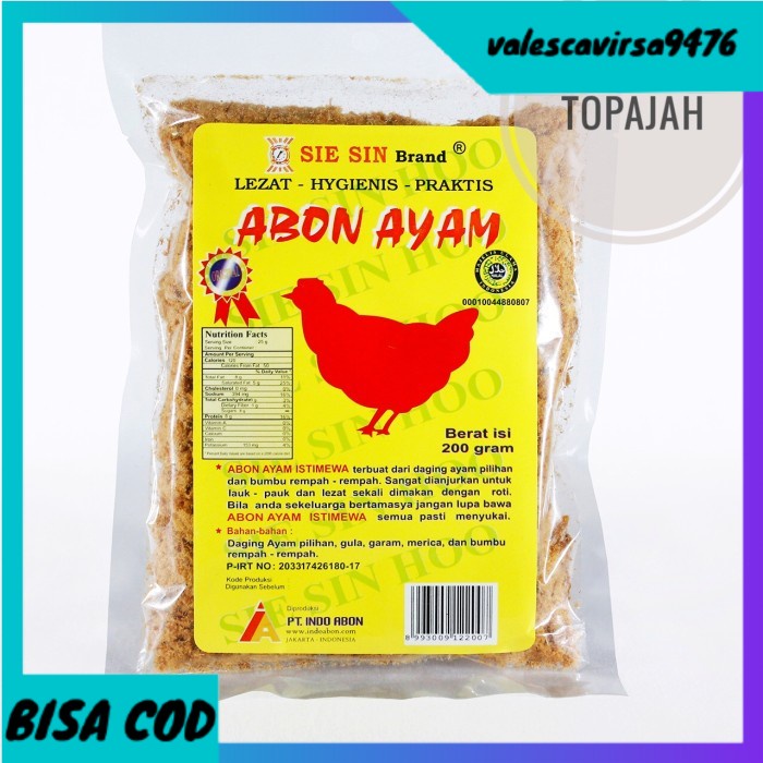 

⭐BISA COD⭐ Abon ayam spesial “SIE SIN” 250gr HALAL