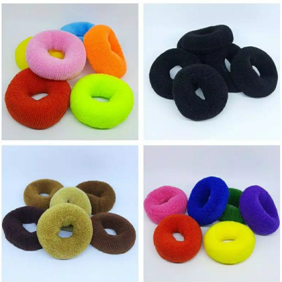 HARGA 1PCS!! IKAT RAMBUT DONAT KUNCIRAN RAMBUT WARNA WARNI BAHAN HALUS RANDOM