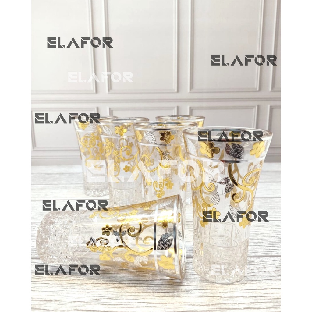 Gelas Kaca / Gelas Jus / Gelas Minum / Gelas Set / Gelas Motif - Elafor Official