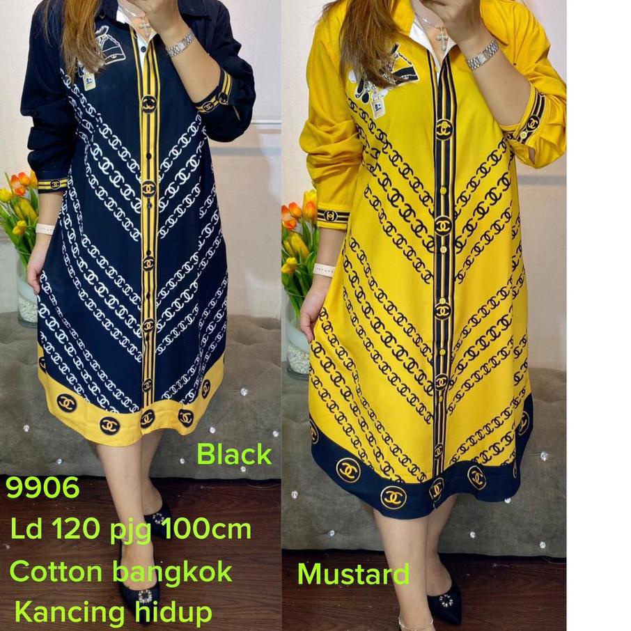 Q121 tunik / dress cantik JUMBO print premium  new bangkok import 9906 lembut