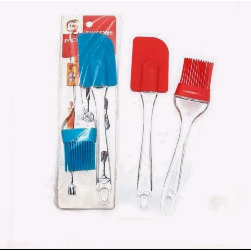 Spatula silicon 1 set / kuas kue silicon 1 set
