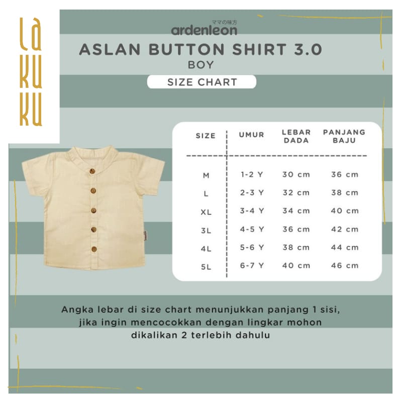 Lakuku - Ardenleon Aslan Button Shirt premium cotton Baju Atasan Anak Laki 1-7 tahun