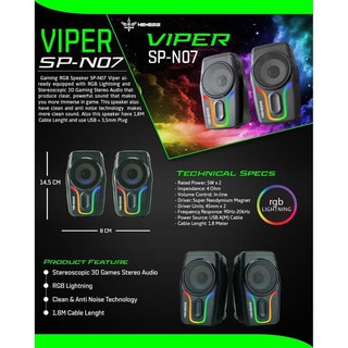 NYK SPEAKER NEMESIS SP-N07 VIPER GAMING RGB SOUND WITH GAMES STEREO AUDIO