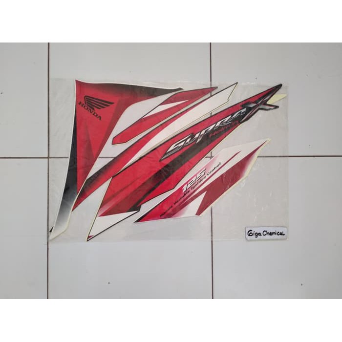 Striping Sticker supra x 125 helm in 2011 2012 Hitam Putih Lis Merah