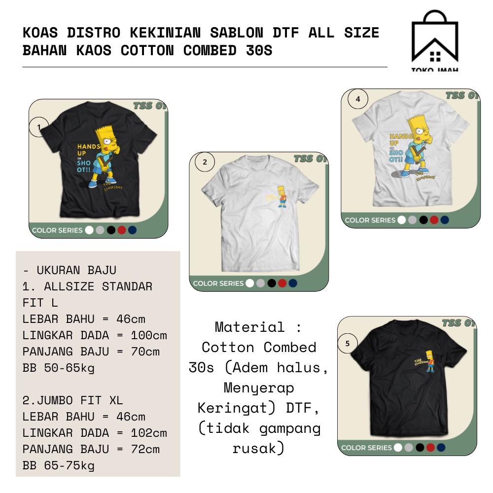 KAOS REMAJA DTF THE SIMPSONS UNISEX| BART SIMPSON HANDS UP T-SHIRT FASHION| BAJU KAOS ATASAN UNISEX PRIA DAN WANITA