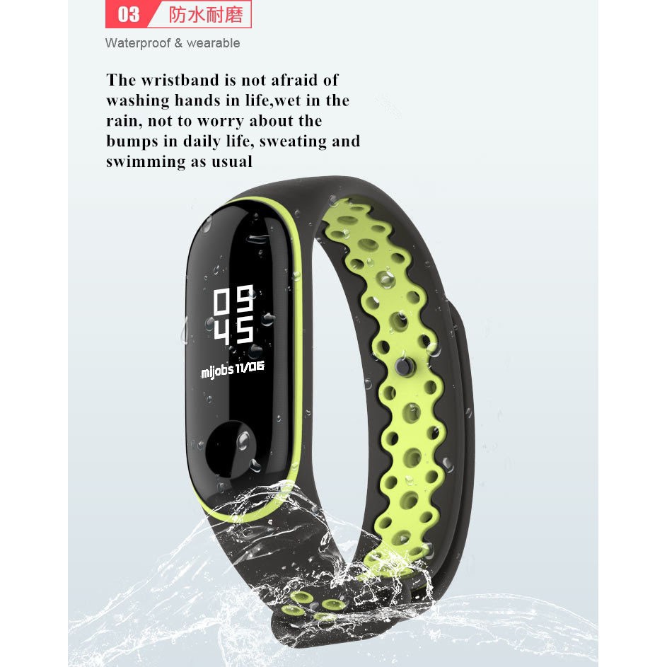 Mijobs Sport Strap Watchband Silicone for Xiaomi Mi Band 3/4