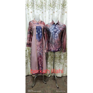 set couple gamis jumputan sutra valvet, Jumputan asli handmade