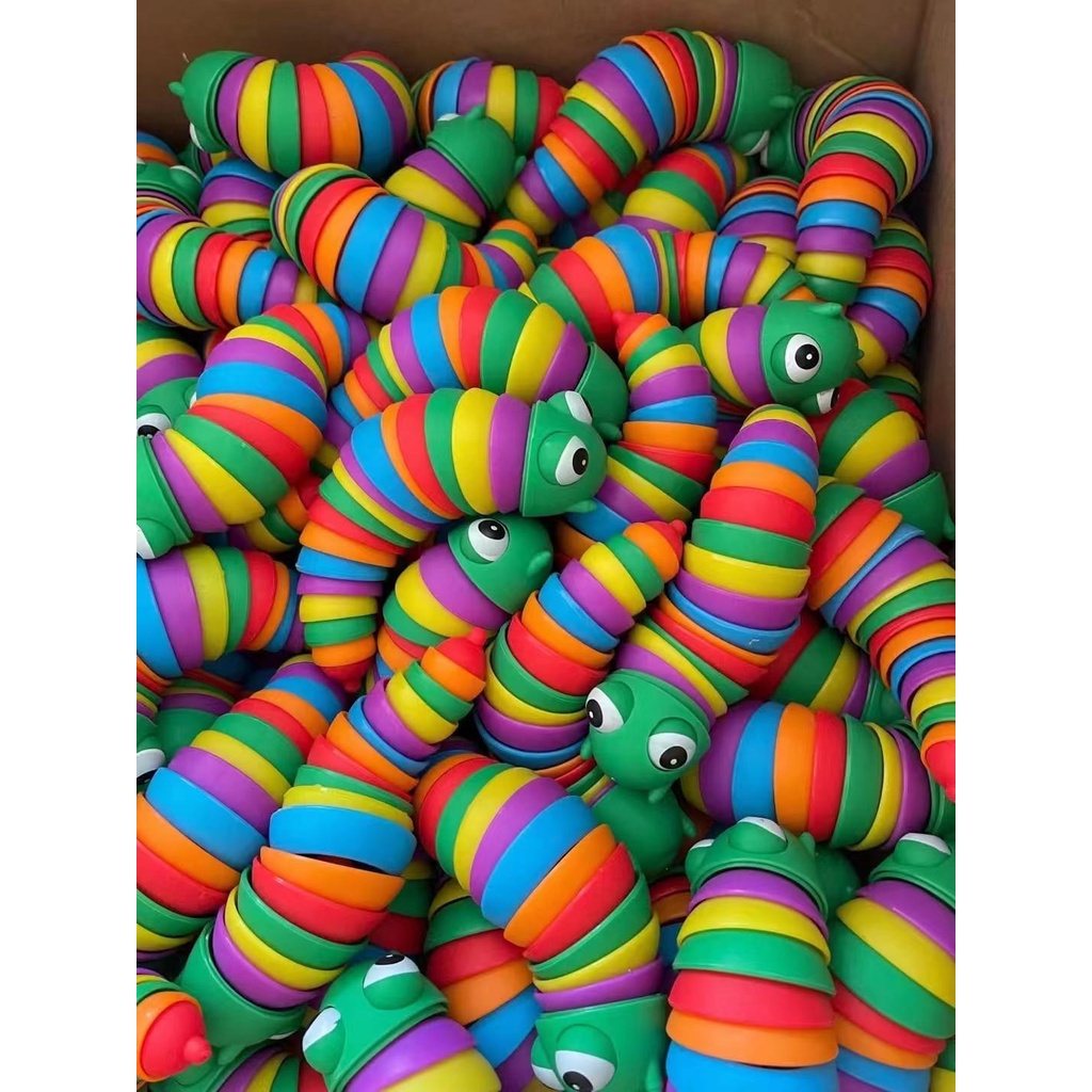 WE Mainan Fidget Slug Ulat dan Siput Fidget Slug Toys Mainan Ulat rainbow