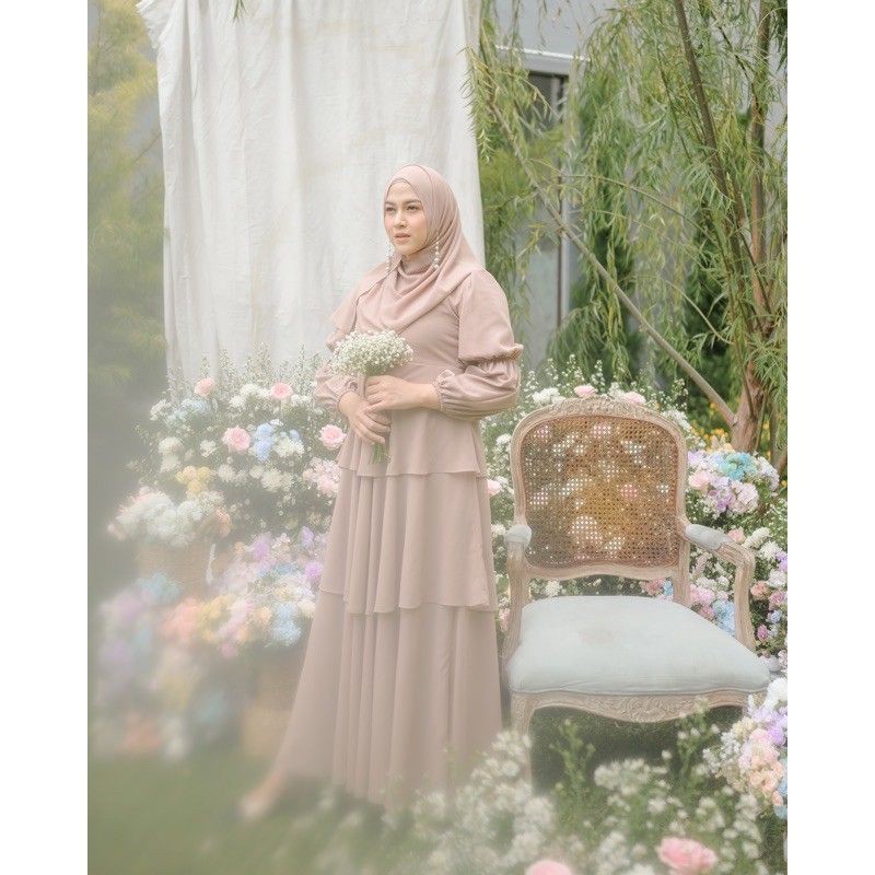 (READY) Abella dress eid series choco size A by ounad outfit