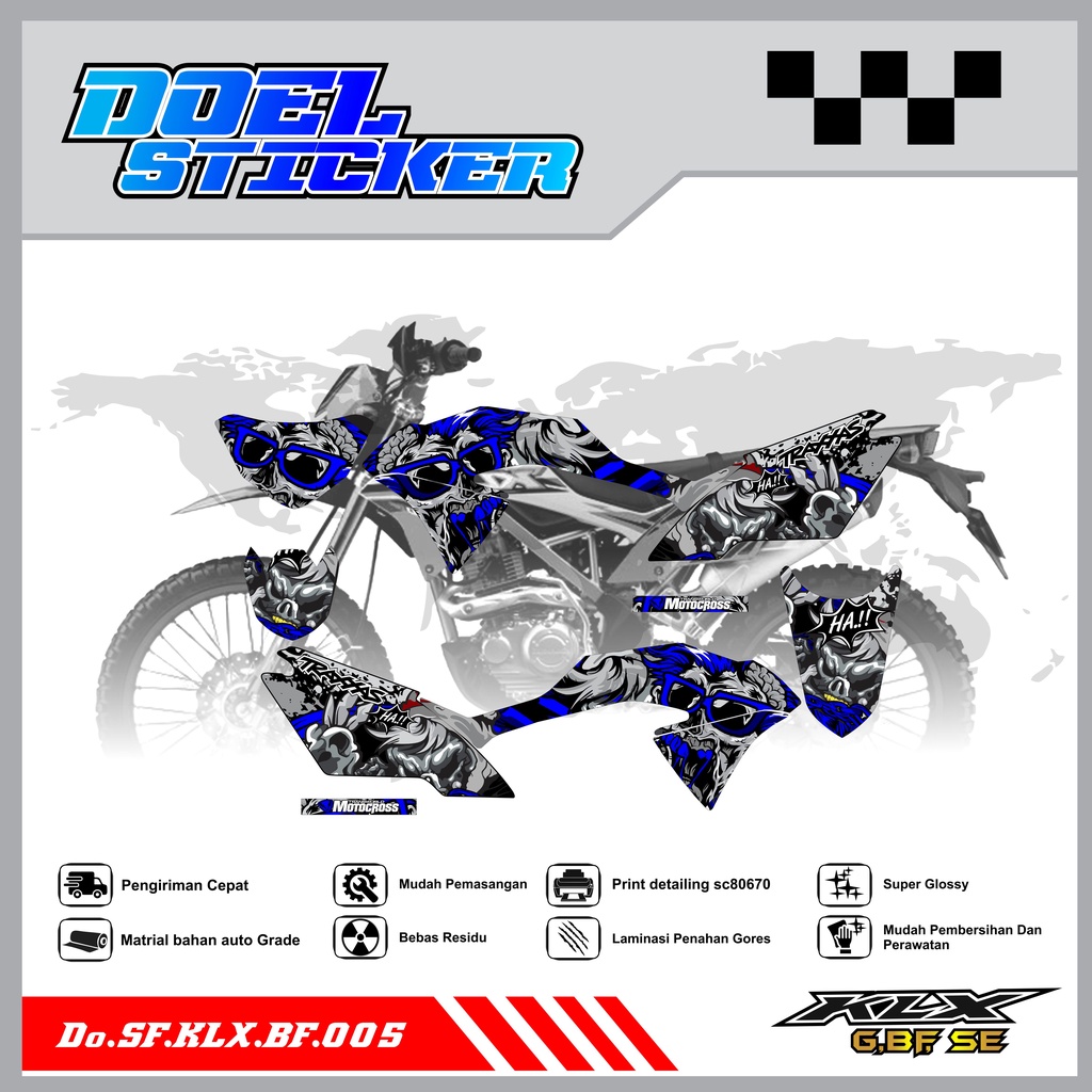 Sticker Striping Honda KLX 150 G , BF , SE Lama List Variasi Hologram , Crome Doel 005