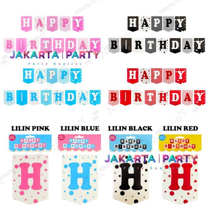 Banner Happy Birthday Mix Motif #1 / Bunting Flag HBD / Party Flag HBD