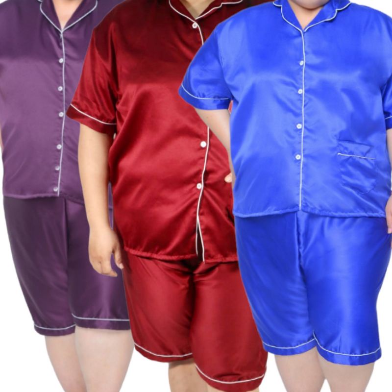 PIYAMA JUMBO CELANA PENDEK LD 120 / BAJU TIDUR SATIN SILK
