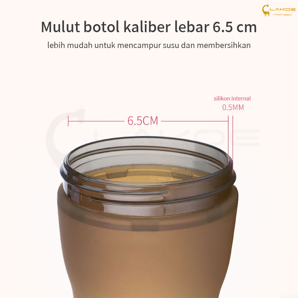 PIKO Bello Botol susu bayi Silikon Leher Lebar (WIDE NECK) Warna Coklat / Botol Bayi dengan sedotan