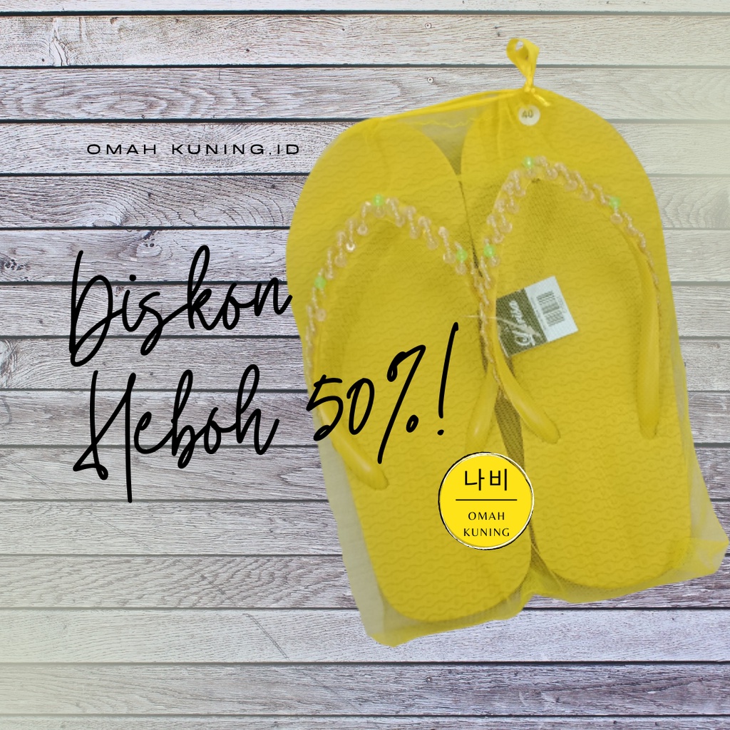 OMAH KUNING - SANDAL JEPIT MANIK KHAS BALI SISA SATU SIZE 40 WARNA KUNING