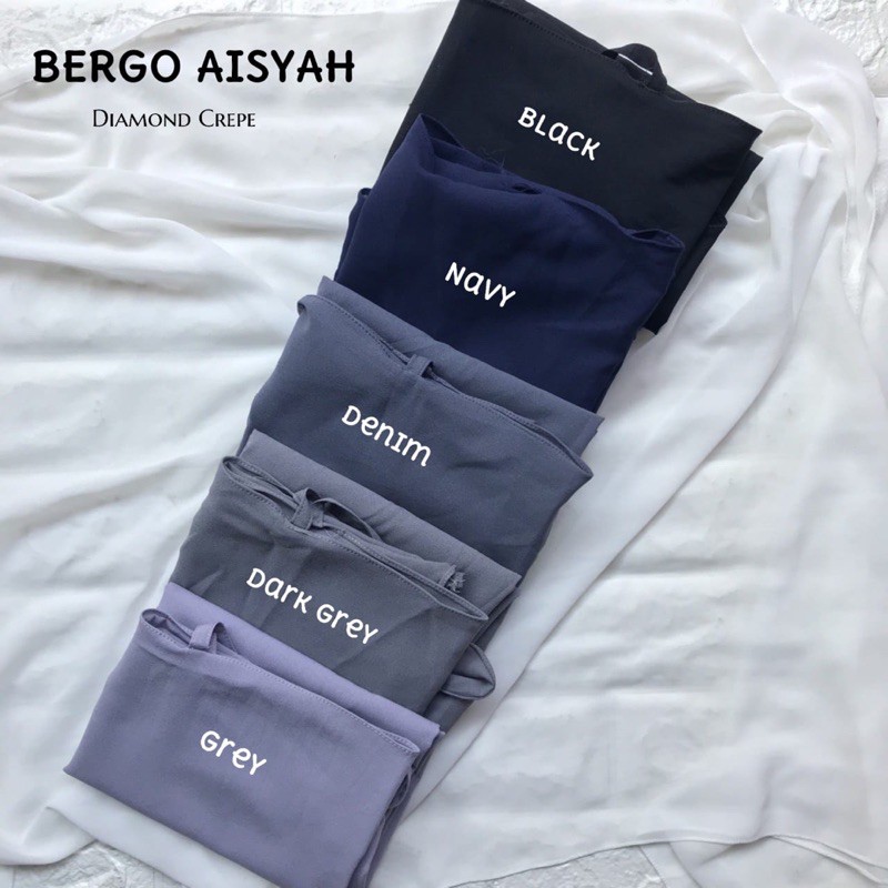 BERGO AISYAH JUMBO XL DIAMOND CREPE / HIJAB JILBAB INSTAN NON PED XL / BERGO MARYAM