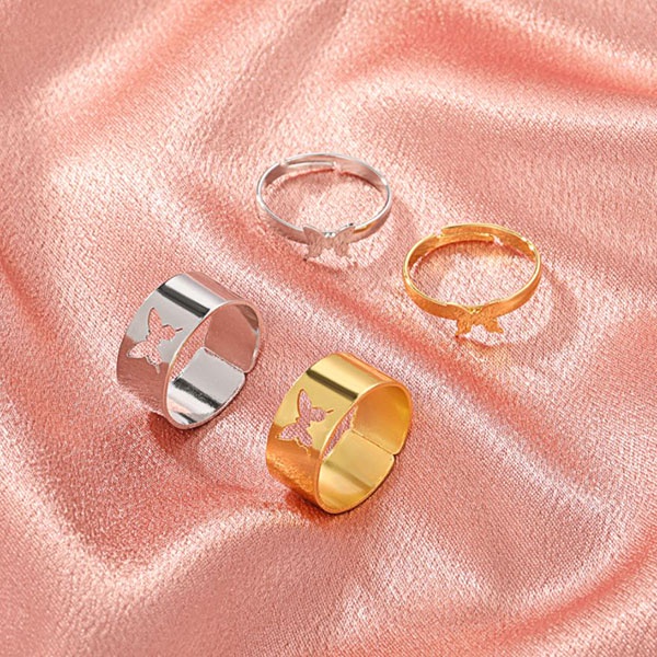 cincin 2pcs kupu kupu retro butterfly set rings (1g3) jci075