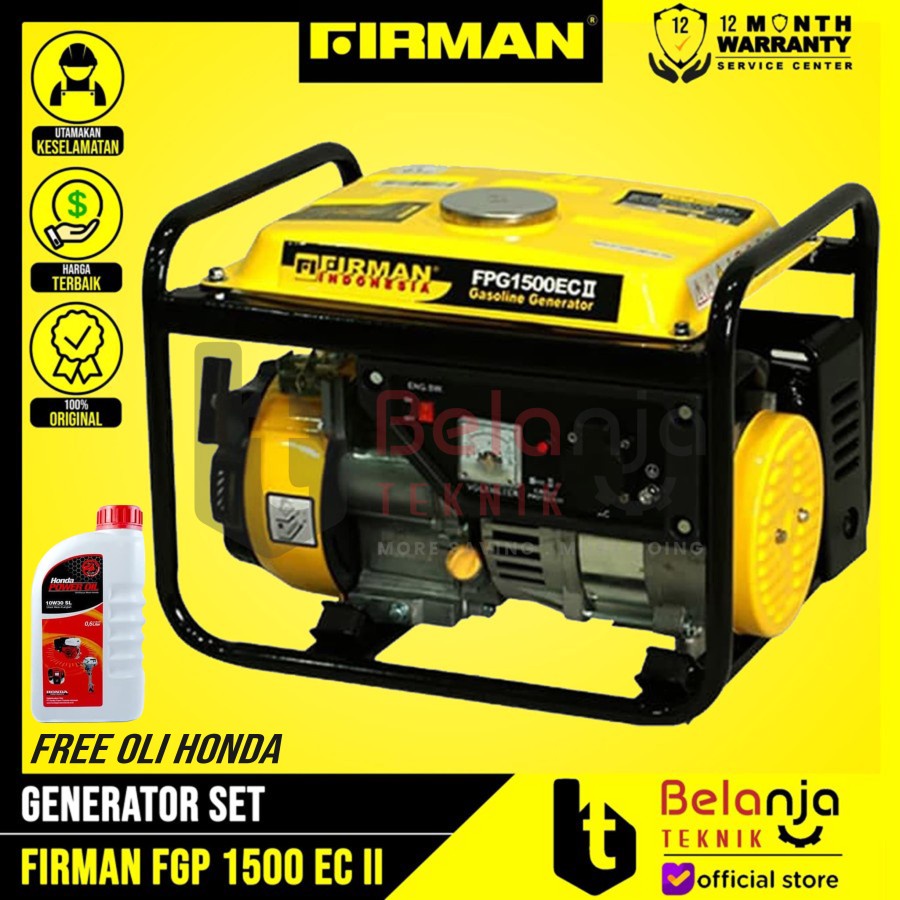 Firman Genset Bensin FPG 1500 EC II 850 Watt Generator Set FPG1500