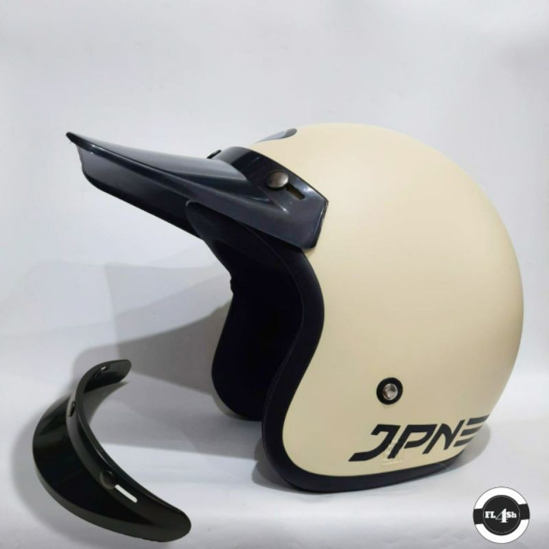 HELM JPN RETRO PET PANJANG | PENDEK Krem doff