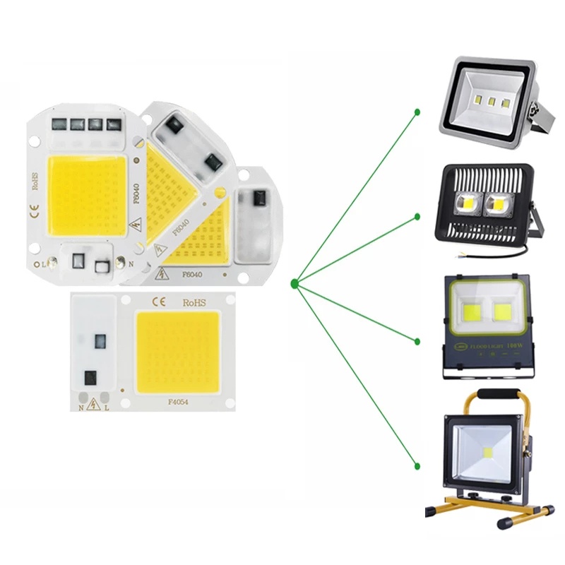 Chip LED COB 110V 220V 20W 30W 50W Tanpa Driver ​Lampu Sorot Flood Lightada DIY