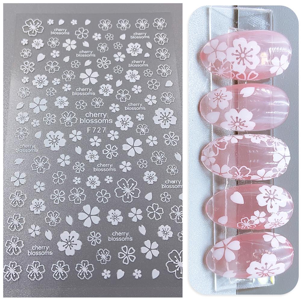 Agustin 3D Bunga Sakura Stiker Kuku DIY Perekat Slider decals Sakura Manicure