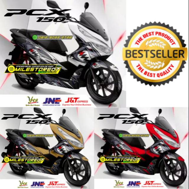 Decal PCX 150 Shark kombinasi dekal stiker warna