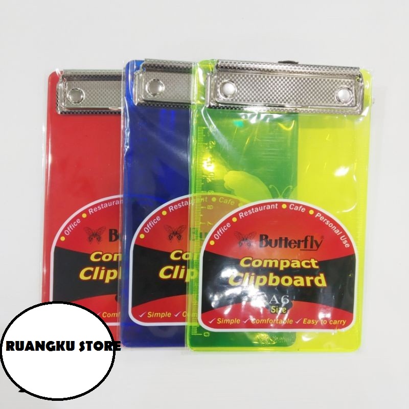 

Papan Ujian / Clipboard Plastik A6 Mini Butterfly / Papan Menu