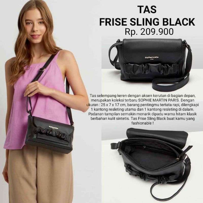 TAS FRISE SLING BLACK SOPHIE PARIS PROMO MURAH