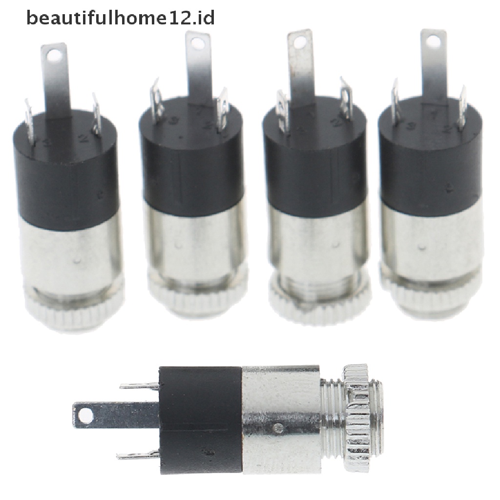 【beautifulhome12.id】 5Pcs Silver PJ392 3.5mm Stereo Female Audio Headphone Connector Jack Socket Plug .