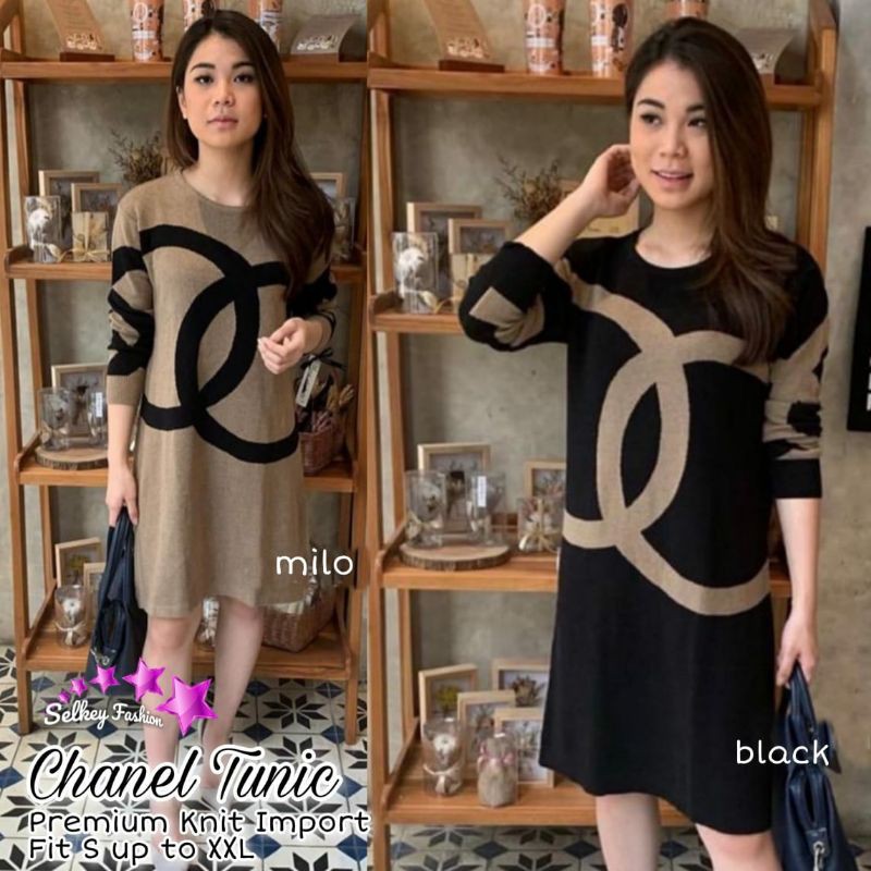 RZ Chanel Tunik Rajut wanita, atasan wanita rajut import halus Selkey