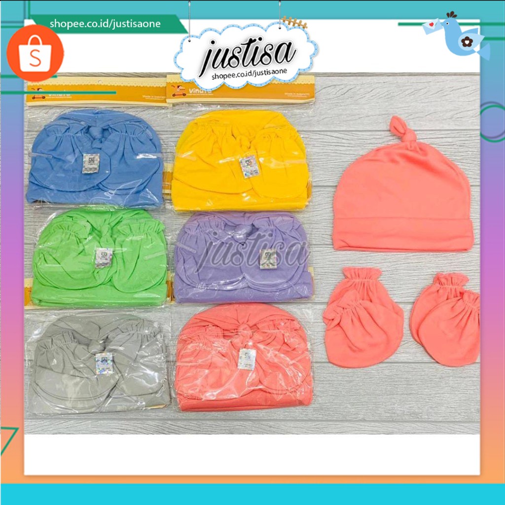 Promo !! VINATA-TOPI SET BAYI WARNA POLOS TOPI BAYI MURAH