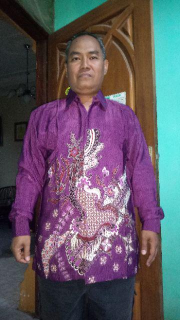 Eb Tradisional Kemeja Batik Hijau Kawung Klasik Semi Sutra Lengan Panjang
