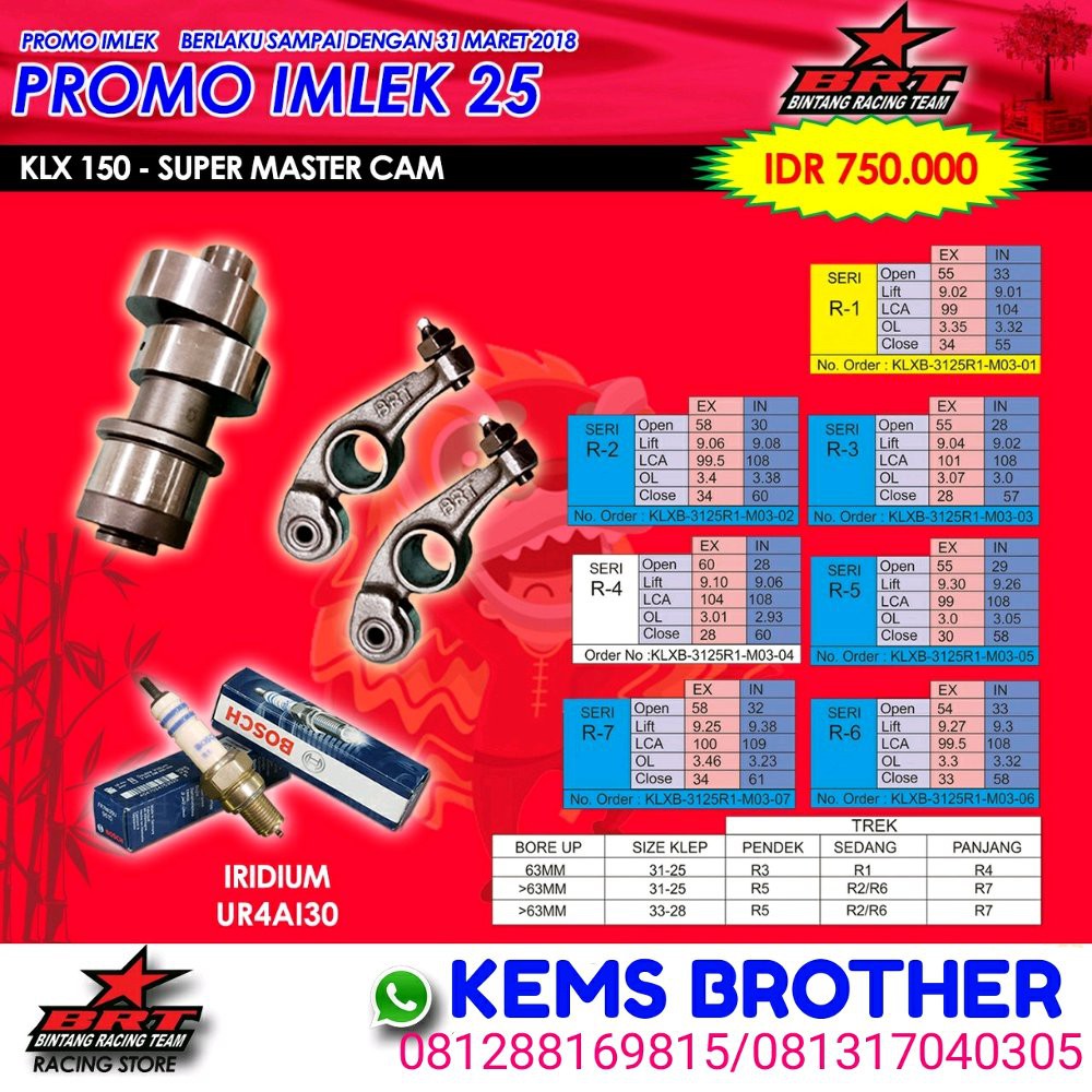 Noken as BRT plus pelatuk roller for KLX 150 type R1 - R7 bac 36