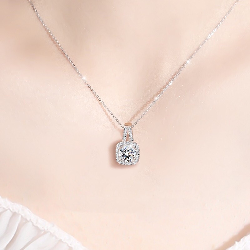 Pandora Kalung 925 Silver Cubic Zirconia Dengan Liontin Berlian Untuk Wanita