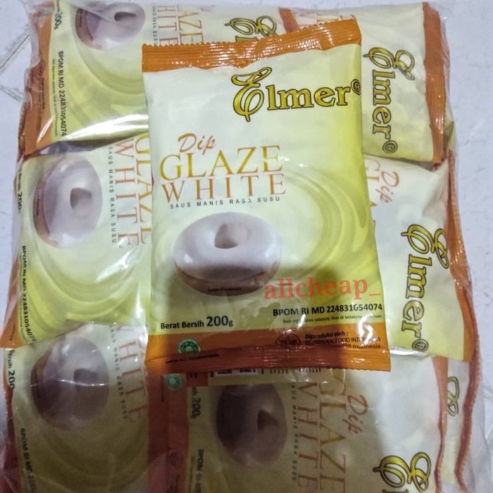 200gr DIP GLAZE ELMER WHITE SAUS CAIR TOPPING DONAT MANIS RASA SUSU 200GR