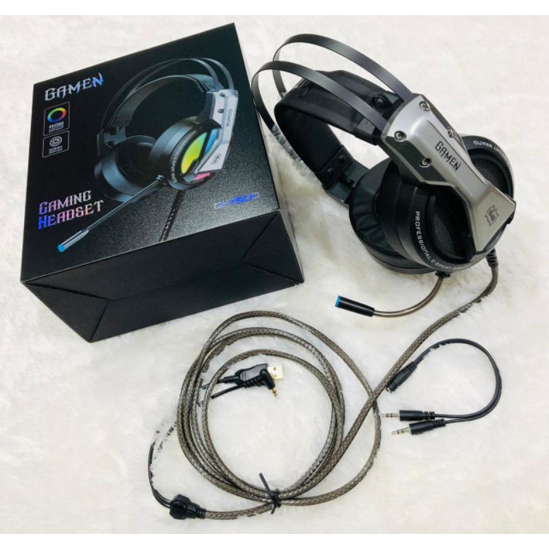 PROMO GAMEN GH1500 3.5mm Audio Jack Input Noise cancellation RGB LED Light Braided Wire Gaming Headphone Earphone Headset Original sultan