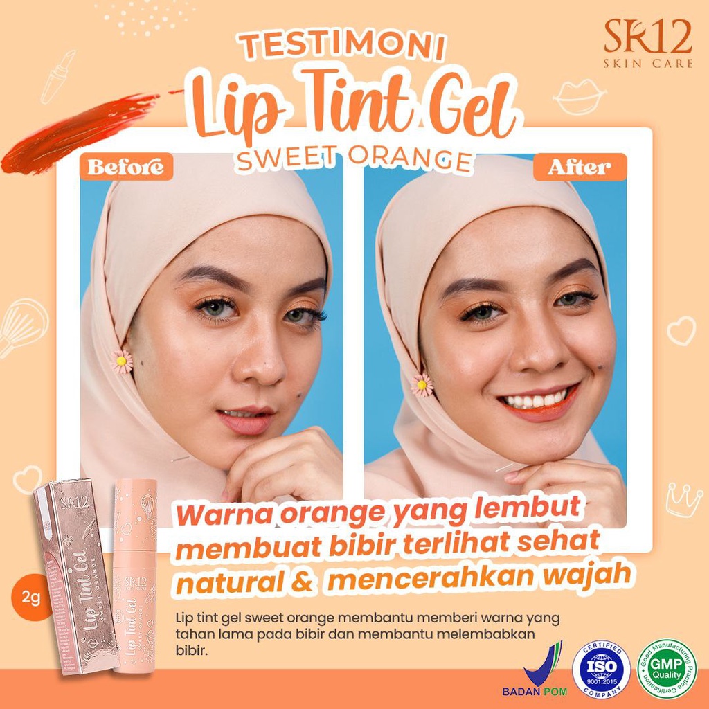 LIP TINT GEL SWEET ORANGE SR12 | CHEEK &amp; LIPS | BPOM 100% ORI | LIP TINT AWET TAHAN LAMA