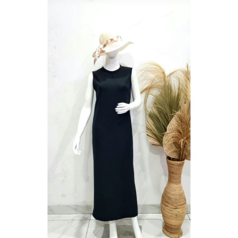 inner hitam midi - inner gamis panjang - gamis terlaris hitam - dalaman gamis - inner hitam gamis