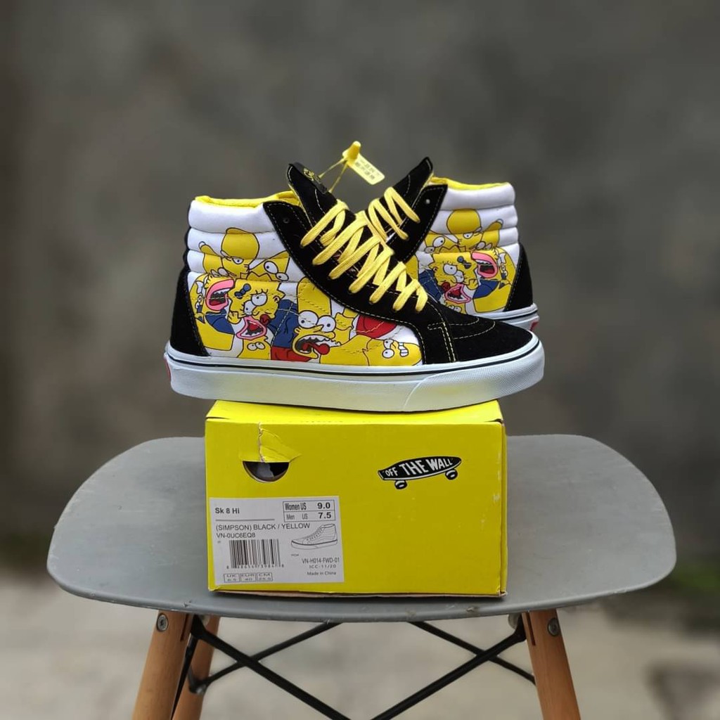 SEPATU VANS SK8 HIGH SIMPSON BLACK YELLOW ORIGINAL 40-44