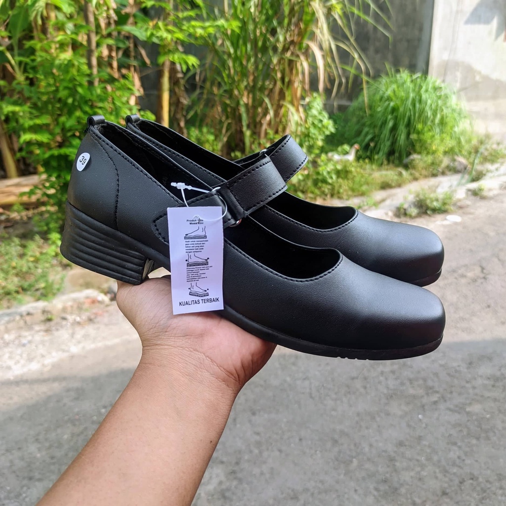 Sepatu Pantofel / Paskibraka Hak 3cm / Sepatu Sekolah Perempuan / Sepatu Paskib Hitam / Fantovel Sepatu Hitam Guru Wanita