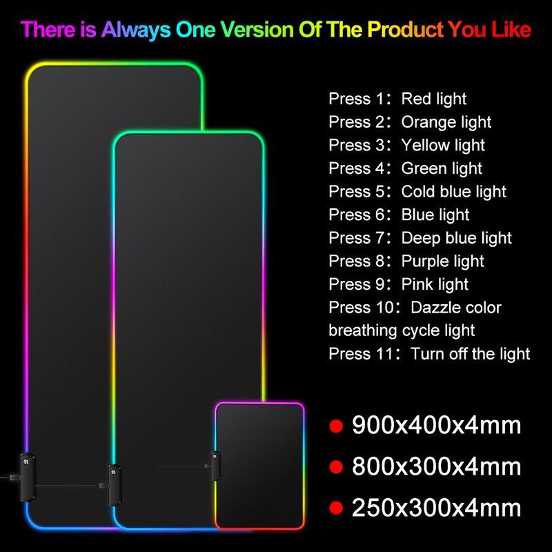 Mouse Pad Gaming Glowing LED High Precision Mousepad RGB XL 80cm*30cm Besar For PC