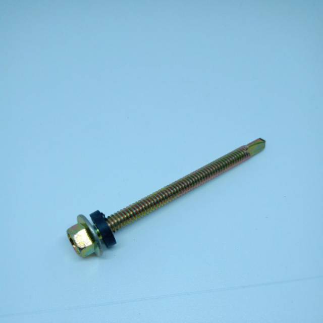 BAUT SEKRUP SKRUP ROOFING 12X70 / 7CM RUPING KUNING KARET MOON LION