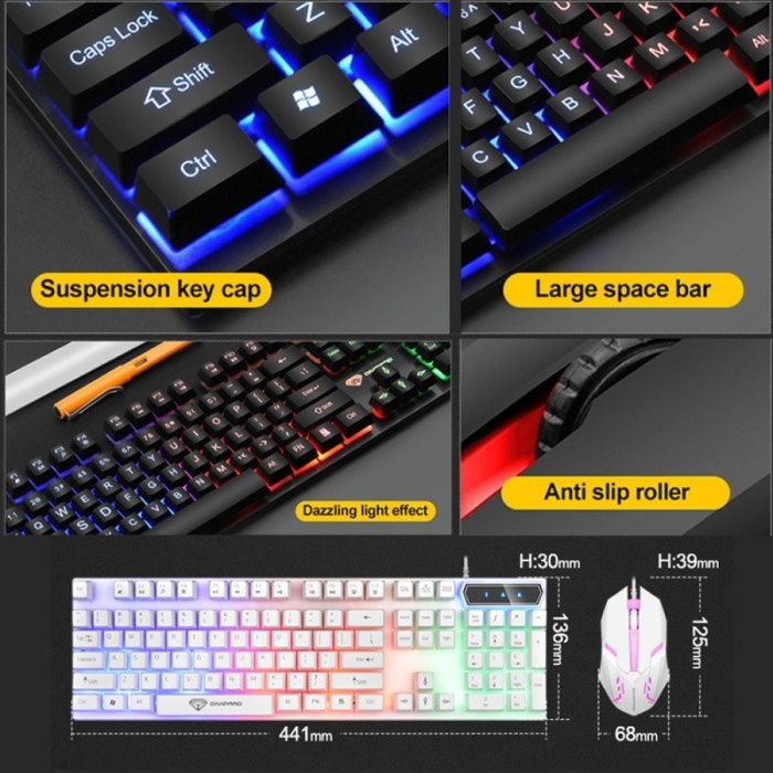 Keyboard Mouse Gaming Combo Kabel USB 2.0 Divipard GMK-20 Anti Air