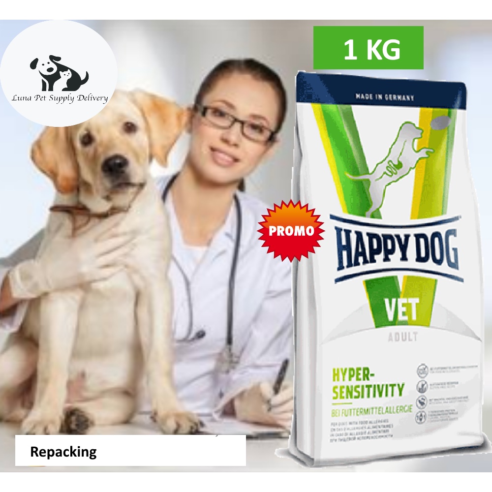 Makanan Anjing Sakit Kulit Alergi Happy Dog Vet Hypersensitivity 1 kg untuk Alergi Makanan Dog